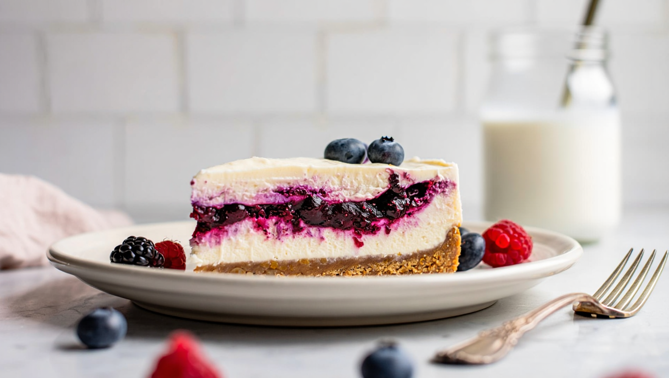 Cheesecake frío de frutos del bosque
