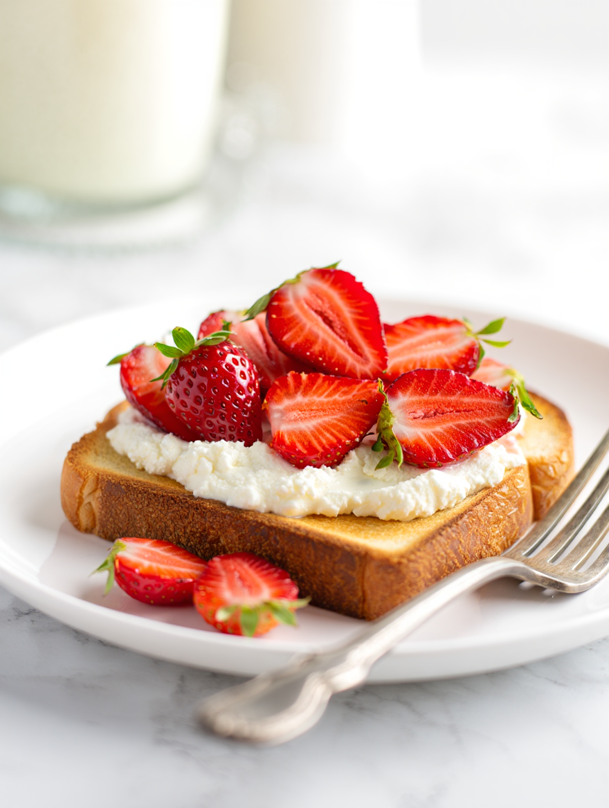 Tostadas con frutillas y ricota